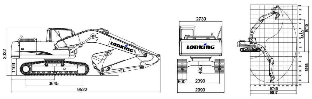Схема и характеристики экскаватора CDM 6235E Lonking