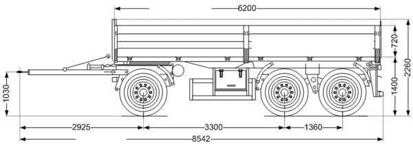 Схема и габаритные размеры прицепа бортового